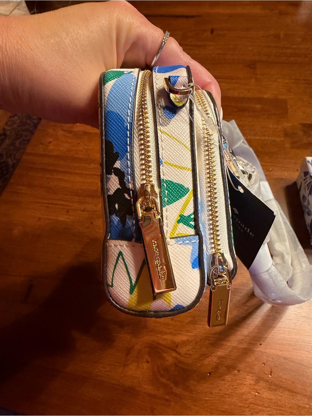 kate spade NEW Pink Canvas Floral Crossbody Bag & Cardholder - Blue Floral $358 - Picture 9 of 14
